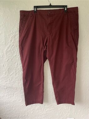 Old Navy Pants Womens Pixie High-Rise Ankle Slim Burgundy Stretch Chino; XXL